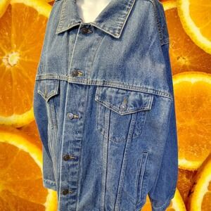 Jordache Mens X Large Denim Jacket Blue Cotton Workwear Classic Fit Button Front